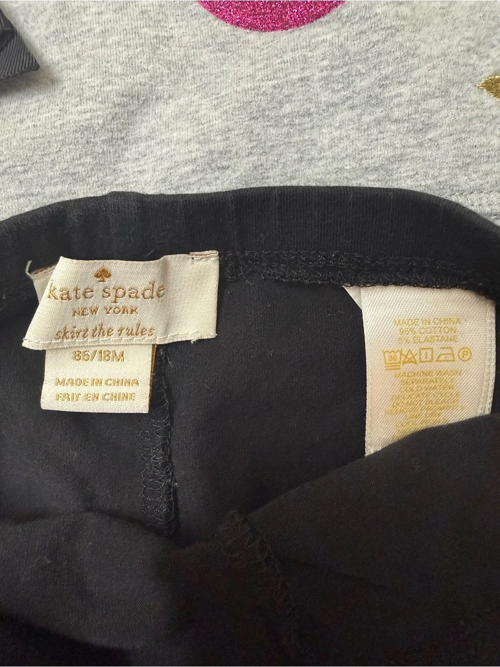 Kate Spade New York 2 Piece Outfit 18M Gray Sweatshirt Black Leggings Set